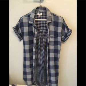 Blue buffalo check button up shirt /shirt dress